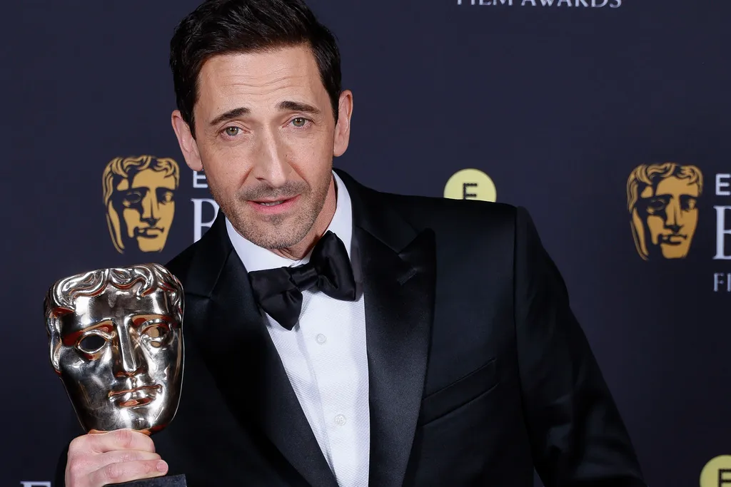 Image Credit Joel C Ryan—Invision/AP - Adrien Brody of The Brutalist won the leading actor award at the British Academy Film Awards on Feb. 16, 2025.